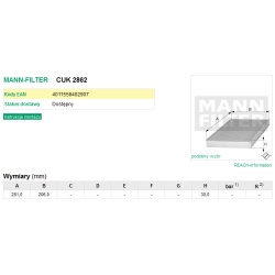 FILTR KABINOWY MANN FILTER CUK 2862