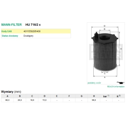 FILTR OLEJU MANN FILTER HU 716/2 X