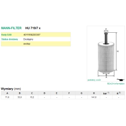 FILTR OLEJU MANN FILTER HU 719/7 X