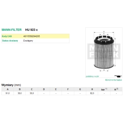 FILTR OLEJU MANN FILTER HU 923 X