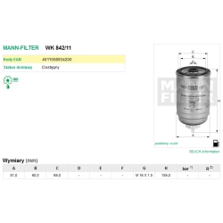 FILTR PALIWA MANN FILTER WK 842/11