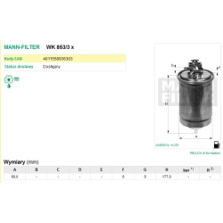 FILTR PALIWA MANN FILTER WK 853/3 X