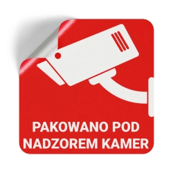 ETYKIETY NAKLEJKI 77x77mm PAKOWANO POD NADZOREM KAMER x1000 SZTUK
