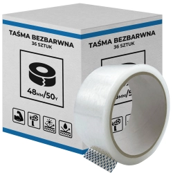 TAŚMA PAKOWA KLEJĄCA BEZBARWNA 48/50Y MOCNA 36 SZT