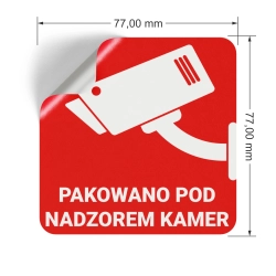 ETYKIETY NAKLEJKI 77x77mm PAKOWANO POD NADZOREM KAMER x1000 SZTUK
