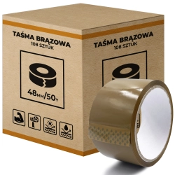 TAŚMA PAKOWA KLEJĄCA BRĄZOWA 48/50Y MOCNA 108 SZT