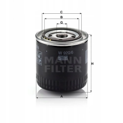 FILTR OLEJU MANN W920/6 JEEP CHRYSLER SEBRING