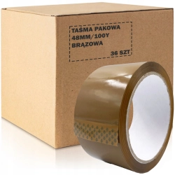 TAŚMA PAKOWA 90M KLEJĄCA BRĄZOWA 48/100Y MOCNA KARTON 36 SZTUK