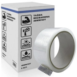 TAŚMA PAKOWA KLEJĄCA BEZBARWNA 48/50Y MOCNA 6 SZT