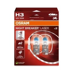 ŻARÓWKI OSRAM NIGHT BREAKER LASER +150 H3 55 W 2 SZT.